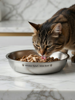 Whisker-Friendly Stainless Steel Feeding Bowl for Cats